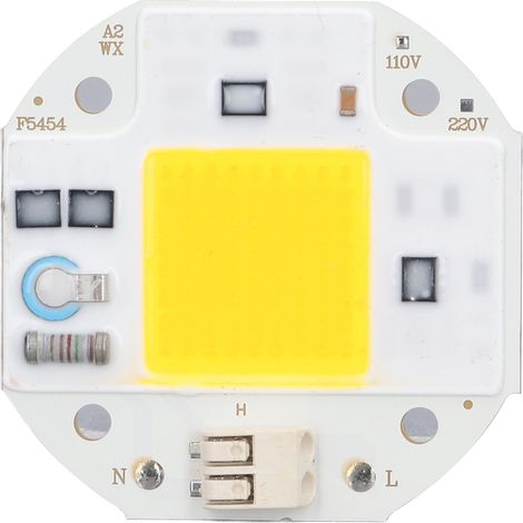 Puce LED COB haute puissance 50W blanc chaud 2800K-3500K, ampoule à LED sans pilote 110V, émettant une lumière vive pour éclairage DIY, composant d'éclairage haute luminosité (1/5)