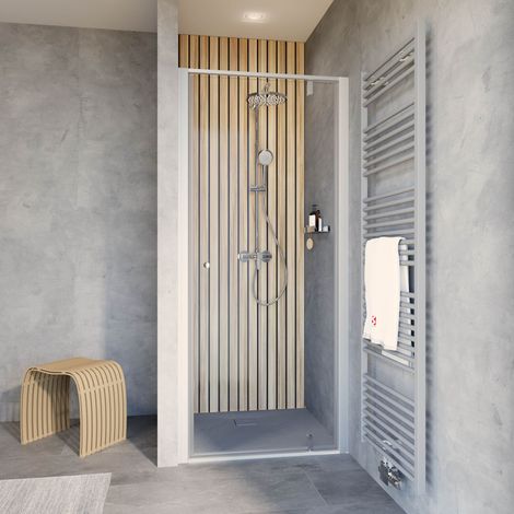 Porte de douche pivotante, verre 6 mm transparent, profilé alu-argenté, Trend 2.0 Schulte, 100 x 200 cm