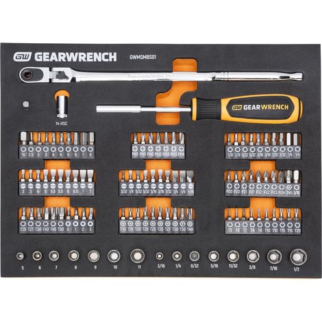 Lot de 105 outils de mécanicien à tête fine 6,35 mm avec plateau de rangement en mousse (1/5)