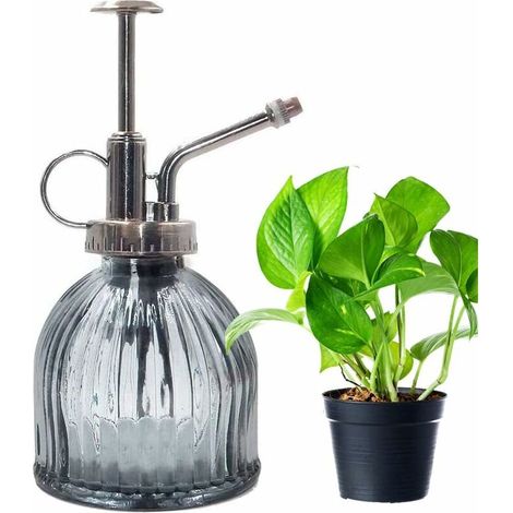 Glass Watering Sprayer, 200ML Glass Watering Can for Plants, Back Watering Sprayer, Mist with Top Pump, One Handed Watering Can for Garden Plants Cleaning (gray) (1/5)