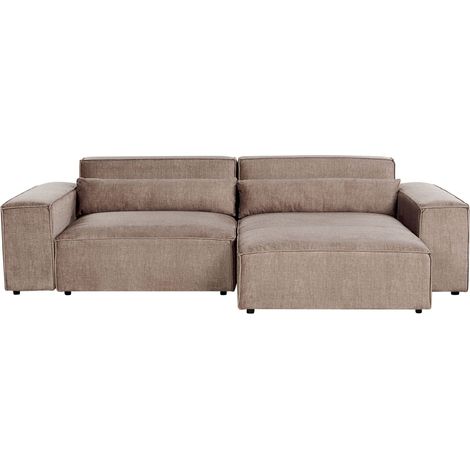 Modular Corner Sofa 2 Seater HELLNAR Fabric Light Brown Left Hand (1/5)