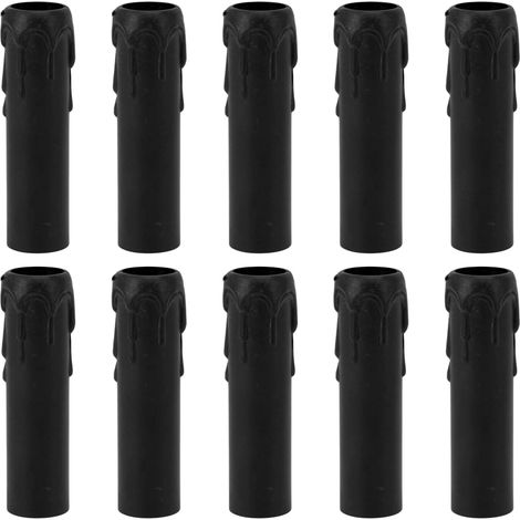 10 Pcs E14 Douille De Bougie Caches, 4 Pouces Douilles De Bougie En Plastique Antique Cache Bougie Larme Étanche Pour Remplacement Et Décoration Lustre Et Chandelier (Black) (1/5)