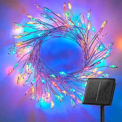 Solar string lights, decorative outdoor lights in the shape of firecrackers, 9 meters long, 300 LEDs (coloured light).
