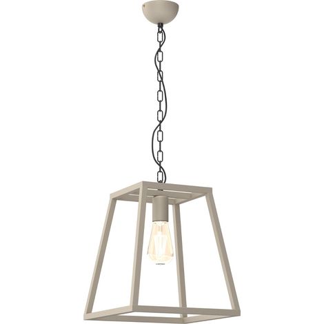 Suspension loft crème métal géométrique E27 Ø30 Luminex