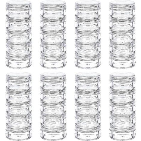 Pots de rangement ronds empilables en plastique 5 g/5 ml, 8 colonnes (5 couches/colonne), pour perles de rocaille et forets diamantés. (1/5)