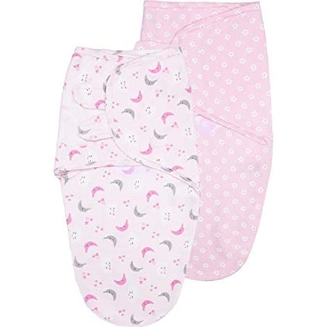 Lot de 2 Langes en Coton Bio pour Bébé, Rose, Motif Graphique, 75x60cm, 0-3 Mois, 3-6 kg (1/3)