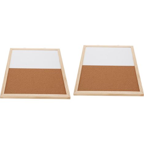 Lot de 2 tableaux magnétiques combinés liège et ardoise blanche 30x40 cm pour bureau école maison (1/5)