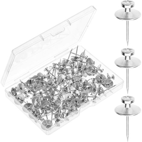 Lot de 50 clous muraux à double tête argentés pour accrocher des tableaux, clous muraux pour accrocher des tableaux (1/5)