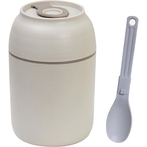Recipiente térmico para alimentos，vaso para cereales con cuchara，recipiente térmico de acero inoxidable，fiambrera térmica para yogur (1/2)