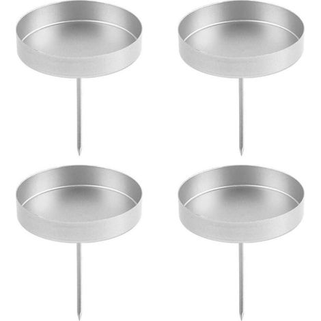 Kerzenhalter Adventskranz Kerzenteller Metall 4 Stück Silber 10cm (1/5)
