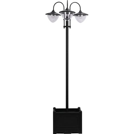 Solarleuchte Gartenlicht 3-köpfige Lampe mit Blumentopf-Basis, Wasserdicht, Edelstahl, 60x55x189cm