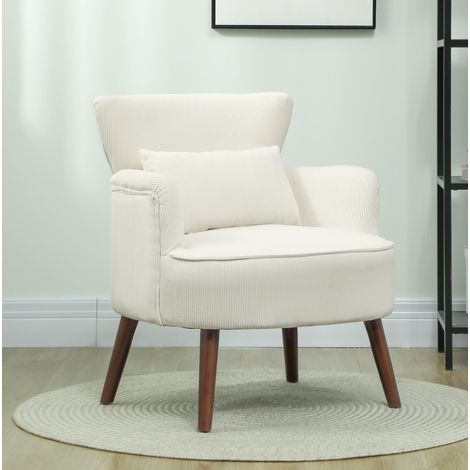 Fauteuil 69 x 69,5 x 78 cm blanc crème – dossier haut et accoudoirs arrondis (1/5)