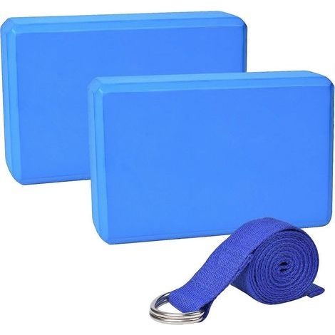 2 blocs de yoga et 1 sangle de yoga, blocs de yoga en mousse EVA haute densité, accessoires de yoga pour la pratique du Pilates. (1/5)