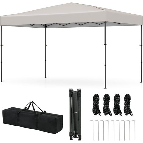 Goplus – Tonnelle de jardin pliante imperméable 2,25x3,65m – Toit argenté – 3 niveaux de réglage de hauteur – Sac de transport inclus (1/5)