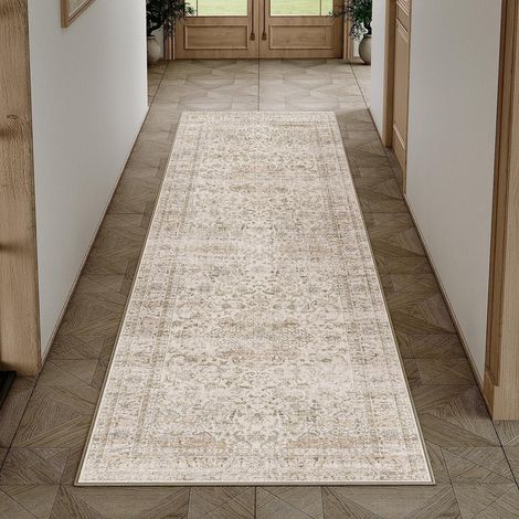 Beige Vintage 60x240cm Tapis Long Couloir Antidérapanta Cuisine,Chambre Enfant Rugs,Descente de Lit Rug,Lavable en Machine Carpet,Interieur Doux Poil Ras,Bureau Carpets (1/5)