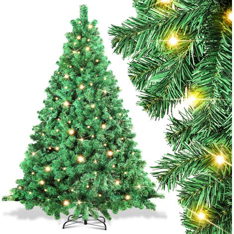 Wolketon Weihnachtsbaum Beflockung Schneestaub Weihnachtsdekoration Kunstbaum 210cm mit warmweißen LED