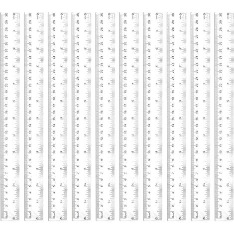 Set mit 10 transparenten Kunststofflinealen, 30 cm lang. Gerade Kunststofflineale mit metrischer und Zoll-Skala. Präzises Messwerkzeug für Schule, Büro und Haushalt. (1/5)