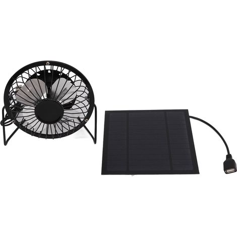 Ventilateur de refroidissement en fer alimenté par panneau solaire mini USB 5W avec batterie externe pour la maison, le bureau et l'extérieur (1/5)