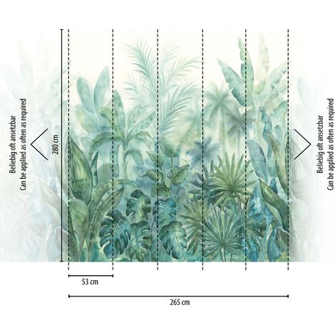 A.S. Creation Fototapete Livingwalls The Wall II 392301 Ein Motiv pro Rolle 2.80 x 2.65 m Dschungel Grün (1/2)