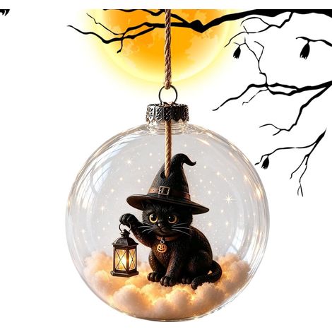 Décoration pour sapin d'Halloween 8 cm Scène miniature lumineuse à piles,Convient pour créer une ambiance d'Halloween. (1/5)