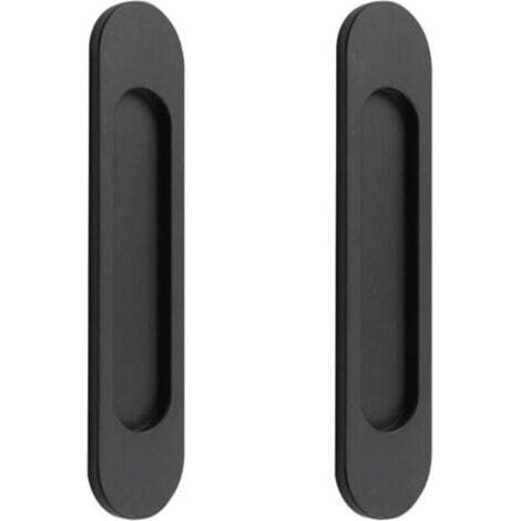 2 poignées de porte coulissantes ovales auto-adhésives en alliage d'aluminium noir mat sans perforation pour portes coulissantes, fenêtres d'armoires Longueur 148cm (1/4)
