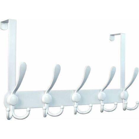 Porte Manteau pour Porte Blanc, Porte Manteau Porte, Patère de Porte, Porte Manteau Mural, Porte Manteau sans Percer en Acier Inoxydable, Blanc, 15 Crochets, 1PC (1/4)