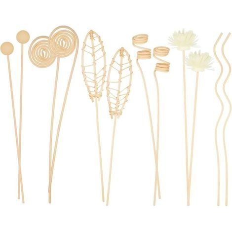 Lot de 12 Bâtons d'Arôme en Rotin Naturel , Diffuseurs de Parfum d'Ambiance Longue Durée , pour Maison, Bureau, Spa ,25,4 cm (Couleur Primaire) (1/5)
