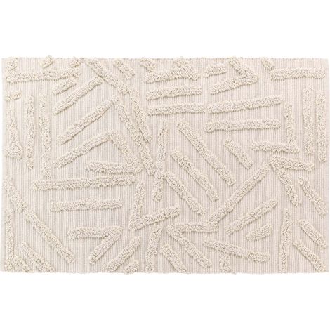 Tapis rectangle 60 x 90 cm coton/polyester tufte Athena Naturel (1/5)