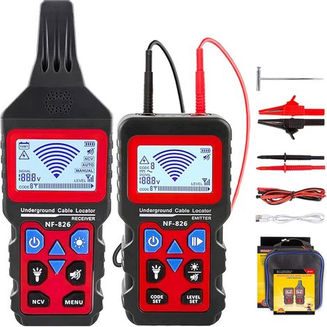 Localizador de cables subterráneos NF-826, rastreador de circuitos, detector de tuberías metálicas, herramienta de rastreo de cables. Detecta paredes y cables subterráneos. (1/5)