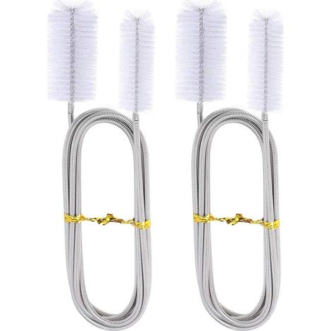 AGE Entrée et sortie d'aquarium à double tête brosse de nettoyage de tuyau d'eau brosse à ressort brosse de tuyau d'eau en acier inoxydable brosse de nettoyage de tuyau 155cm (1/4)
