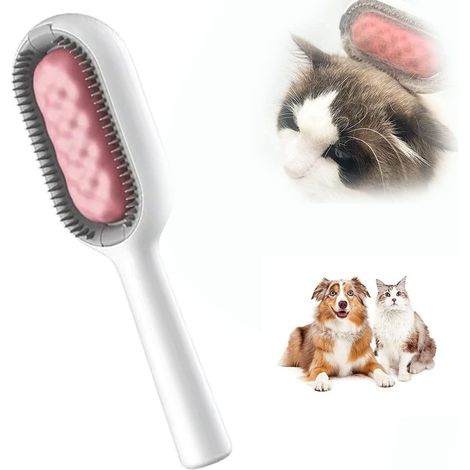 Brosse pour chat à poils longs, brosse universelle 4 en 1 en silicone, brosse lavable ultra douce en silicone, brosse magique réutilisable, rose, poi (1/5)
