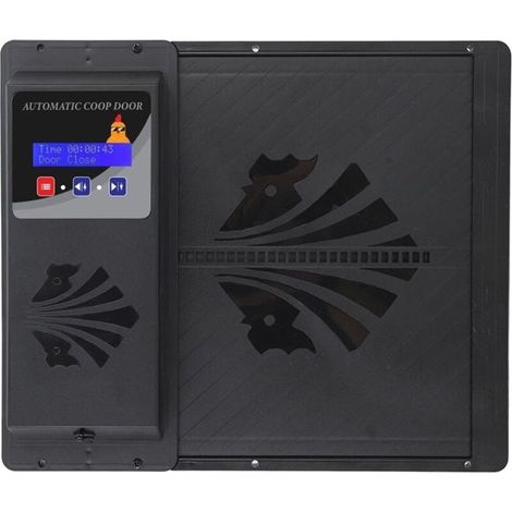 Porte automatique de poulailler - ouvre-porte électrique LED, minuterie programmable, anti-pincement, noir (1/5)