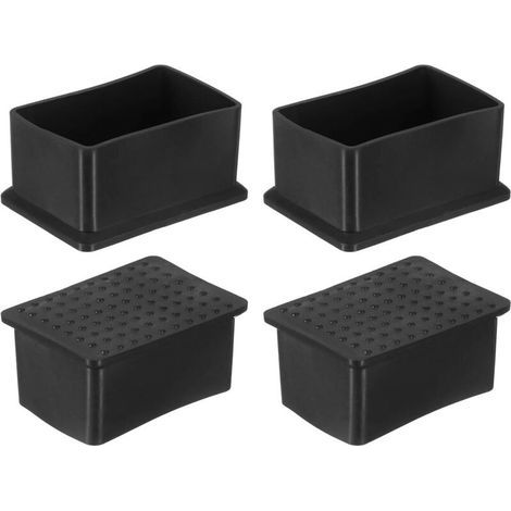 Lot de 4 capuchons rectangulaires en caoutchouc pour pieds de chaise, 40 x 60 mm, capuchons de protection de sol pour table, chaise, équipement de machines (noir) (1/5)