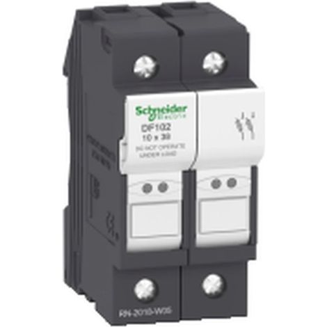 Portafusible TEYS DF 2P 32A 690V AC tamaño 10x38 mm con maneta bloqueable