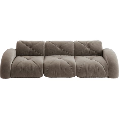 Divano modulare 3 posti senza telaio in ciniglia taupe, 281 x 95 x 76 cm, senza montaggio (1/5)