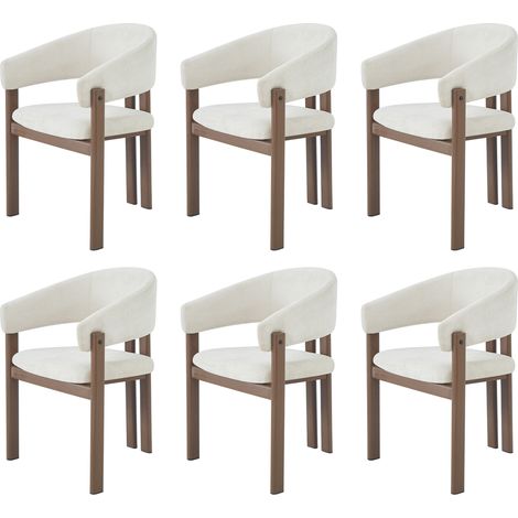 GagaLot de 6 chaises de salle à manger métal aspect bois lin noyer (1/5)