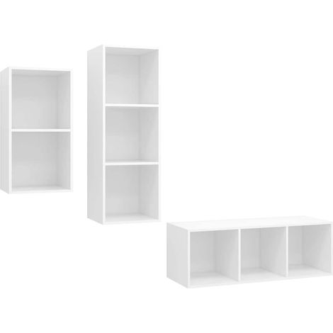 Maison Exclusive - Set Mobili Porta TV 3 pz Bianco in Legno Multistrato (1/5)