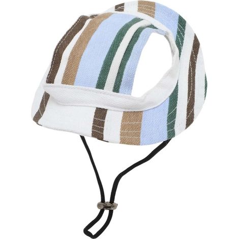 Capucha parasol para perros, Gorra de béisbol ajustable con orificios para las orejas, Protección UV para perros y gatos, blanca y azul, L (1/5)