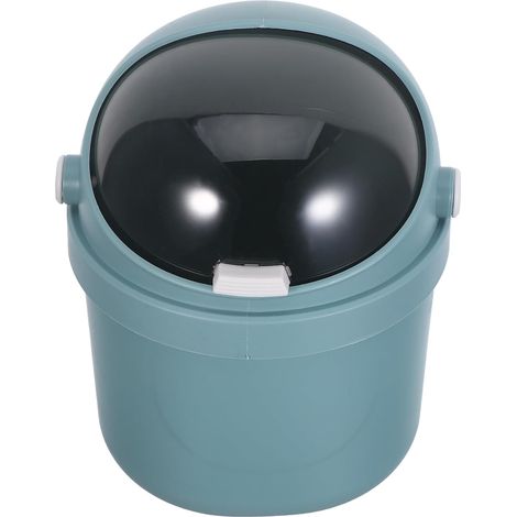 Mini Poubelle de Bureau avec Couvercle, Petite Corbeille à Papier en Plastique Bleu, Taille Compacte 21 X 14 X 14 Cm, pour Bureau, Chambre ou Espace de Travail, Design Astronaute (1/5)
