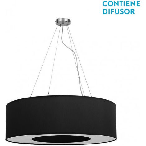 Pendente medio haiti 4xe27 cromo/nero regx65x65 cm