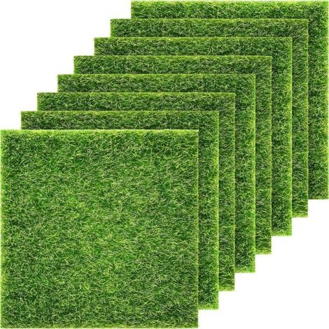Tapis de pelouse,Gazon Artificiel, Gazon Artificiel féerique Naturel, pour Ornement Miniature, Jardin15 x 15 cm (Lot de 8) (1/5)