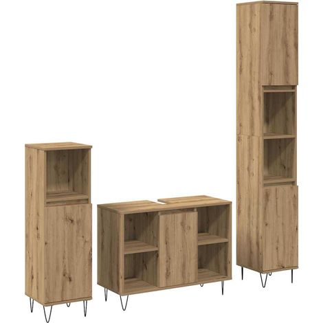 Badezimmermöbel-Set mit Regal 3 pcs Artisan-Eiche Holzwerkstoff