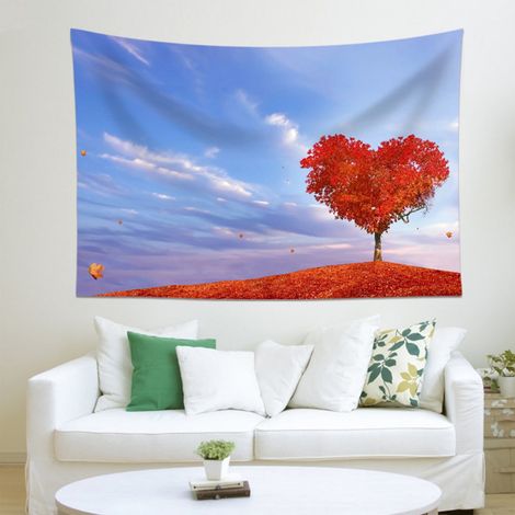 Tapestry Murale - Motif Arbre Cœur - Tissu Polyester - Décoration Murale Chambre Salon - 150 x 130 cm (1/5)