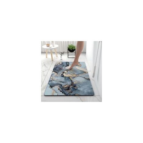 Tapis de Bain Antidérapant 40 x 60 cm, Super Absorbant, Tapis De Douche Doux Et Confortable, Facile à Nettoyer, pour Portes de Salle de Bain, Baignoire, Douche, Bleu (1/5)