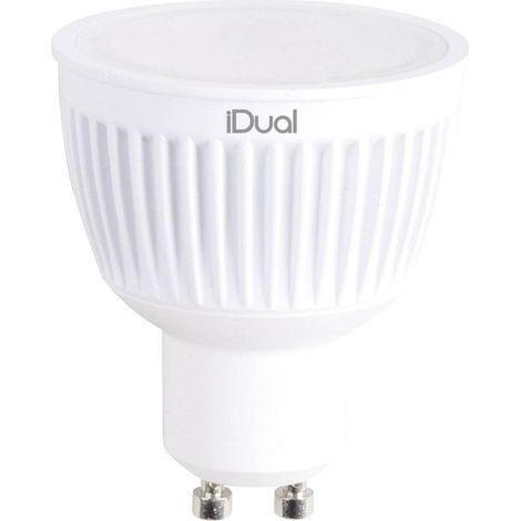 Ampoule LED iDual GU10. Télécommande. Blanc chaud à blanc froid  intensité variable  éclairage d'ambiance multicolore. 345 lm. Angle de faisceau : 100°.