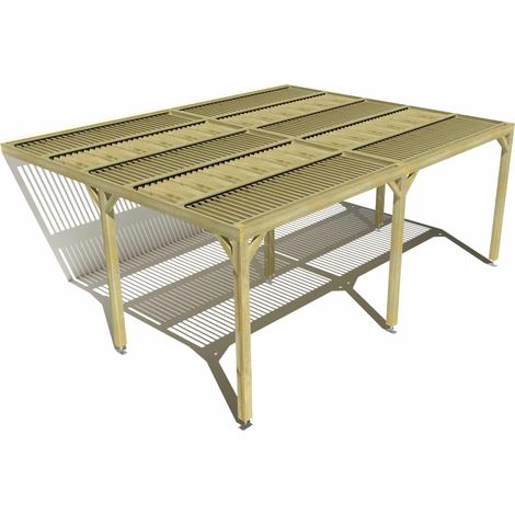 Pergola bois • 6m x 5m • adossée • sens largeur • lames orientables bioclimatiques incluses • livraison comprise (1/3)