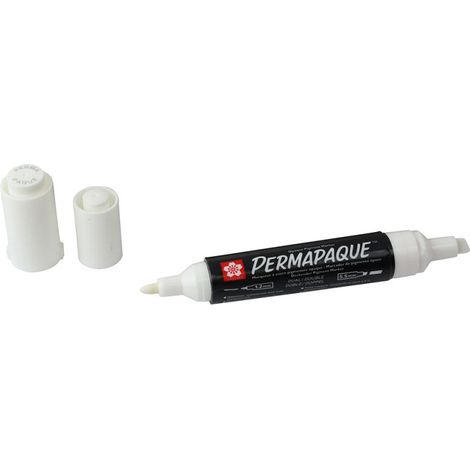 Permapaque Marqueur 2 pointes fine et biseau blanc (1/3)