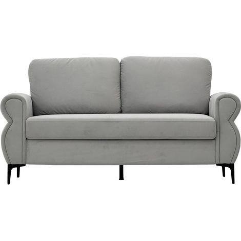 Divano compatto 2 posti grigio chiaro con struttura in metallo e legno, 173,5 cm (1/5)