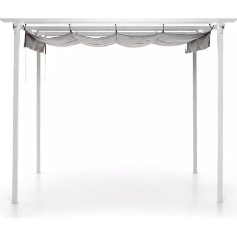gazebo pergola da esterno retrattile "mykonos", colore bianco - 2,90x2,90x2,30 mt
