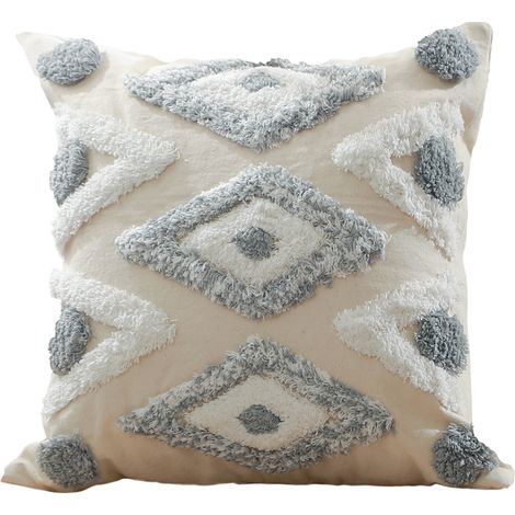 Boho Bali Style Cushion - Cover and Filling Included - Mawi Grey (1/4)